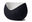 Picture of a white and blue ovoid shaped biodegradable cremation urn for dogs on sale at Muses Design Urns. Right side view.