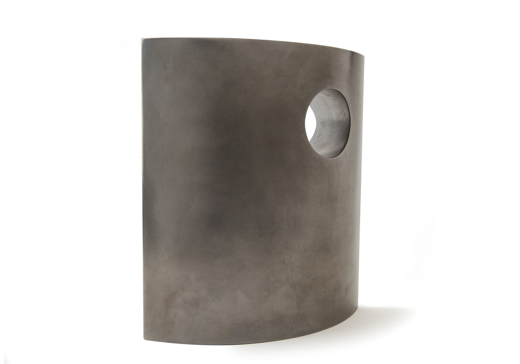Picture of a beautiful stainless steel cremation urn on sale at Muses Design Urns. Right side view.