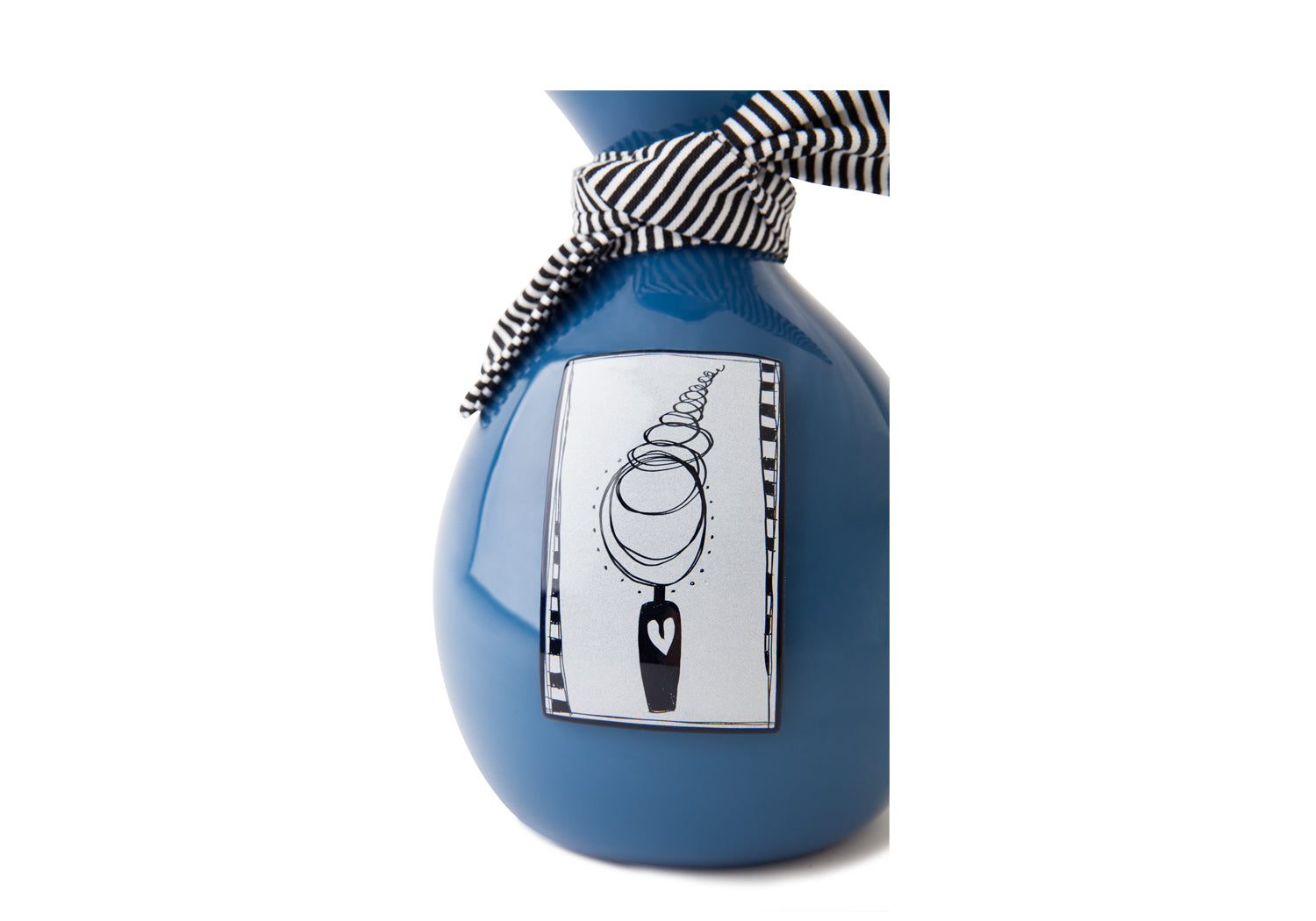 Picture of a deep blue blown glass handkerchief wrapped ball cremation urn for children on sale at Muses Design Urns. Close-up view.