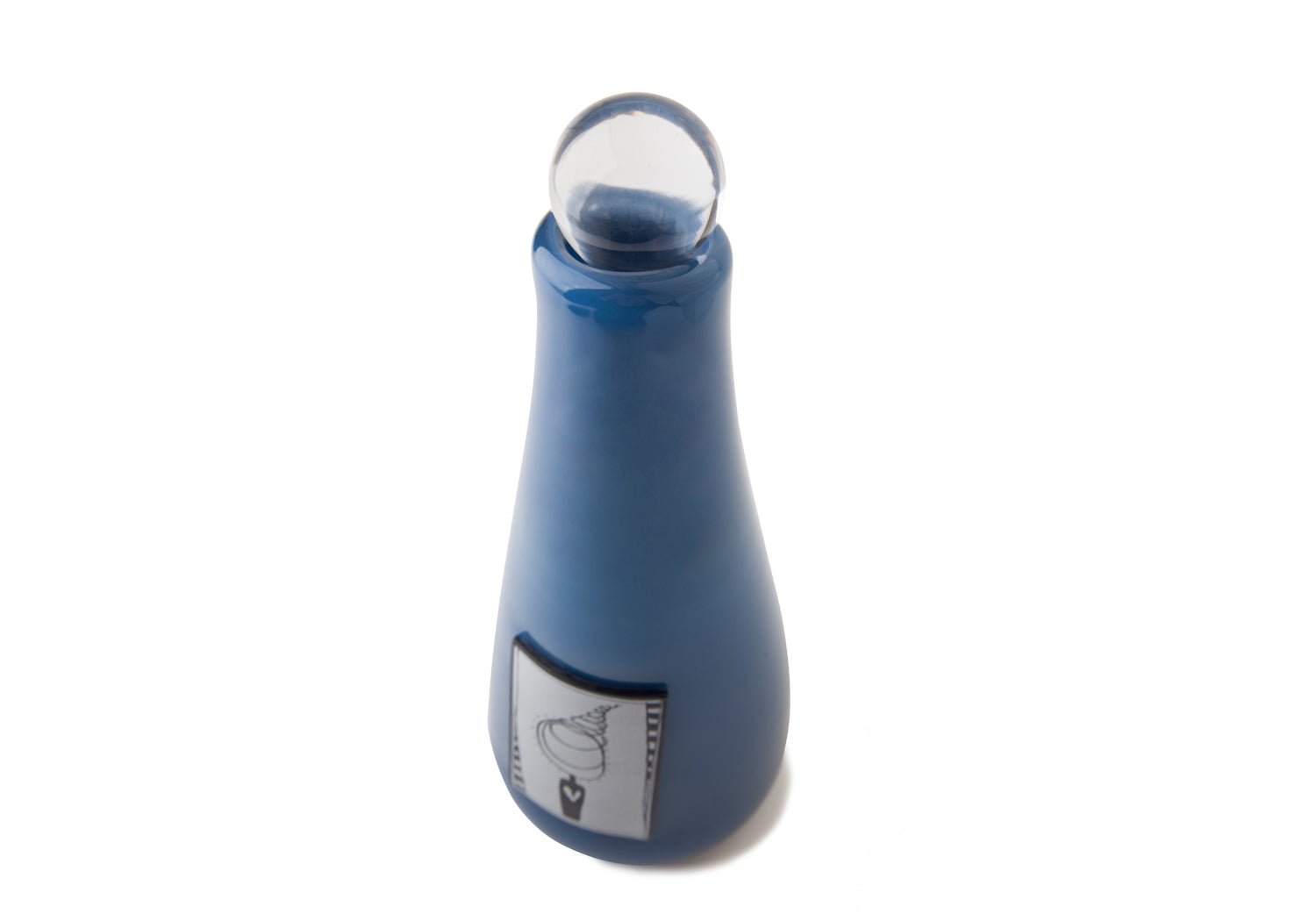 Picture of a deep blue blown glass vase cremation urn for children on sale at Muses Design Urns. Top view.